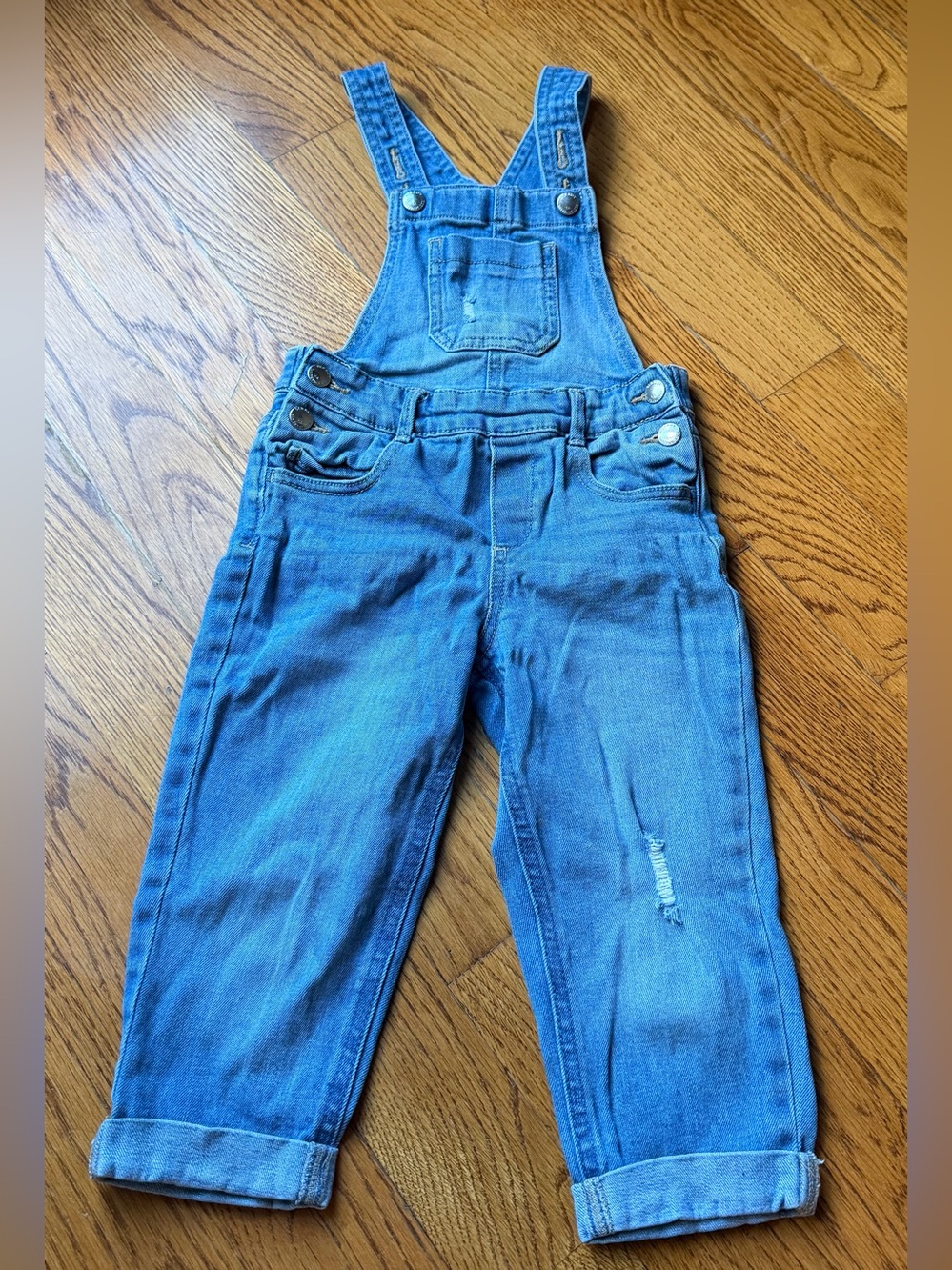 Old Navy Toddler Girls Denim Overalls Cuffed Crop Distressed Size 3T
